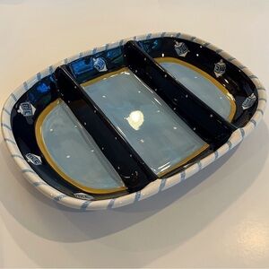 Dreidel Designs on 3-part Divided Ceramic Dish